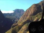 Helicopter flight over Reunion Island