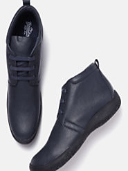 Buy Roadster Men Navy Blue Solid Mid Top Derbys - Casual Shoes for Men 9595843 | Myntra
