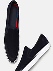 Buy Mast & Harbour Men Navy Blue & Black Slip On Sneakers - Casual Shoes for Men 6793848 | Myntra