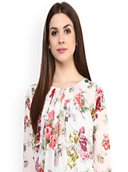 Buy Mayra Women Off White Printed Blouson Top - Tops for Women 7206115 | Myntra