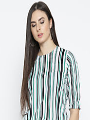 Buy Style Quotient Women White & Green Striped Top - Tops for Women 2288077 | Myntra