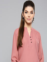 Buy Harpa Women Dusty Pink Solid Blouson Top - Tops for Women 8485185 | Myntra