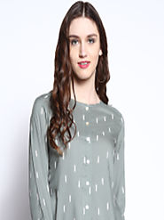Buy RARE ROOTS Women Olive Green Printed Top - Tops for Women 4369826 | Myntra