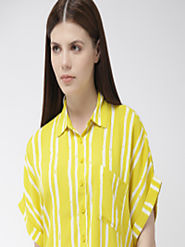 Buy FOREVER 21 Women Yellow & White Striped Shirt Style Top - Tops for Women 10507594 | Myntra