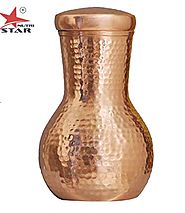 Copper Bedside Carafe | Pure Copper Water Bottle | Nutristar