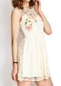 Red Rose Lace Dress - White - Lookbook Store