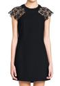 Lace Crochet Shoulder Dress - Black - Lookbook Store