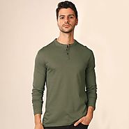 Olive Green Full Sleeve T Shirts for Men