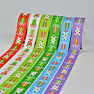 Christmas Gift Box Ribbed Printed Ribbon Christmas Decoration Ribbon