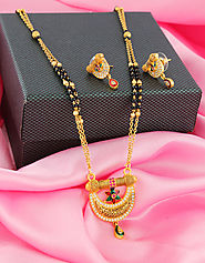Check out the collection of Mini Mangalsutra Designs from the house Anuradha Art Jewellery