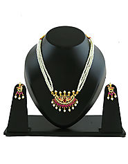 Exclusive collection of Moti necklace at best price by Anuradha Art Jewellery.