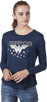 Wonder Woman Graphic Print Women Round Neck Blue T-Shirt - Buy Wonder Woman Graphic Print Women Round Neck Blue T-Shi...