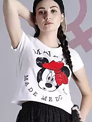 Buy Kook N Keech Disney Women White Printed Round Neck Crop T Shirt - Tshirts for Women 2414689 | Myntra