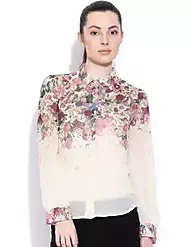 Buy Popnetic Off White Sheer Floral Print Shirt - Shirts for Women 713100 | Myntra
