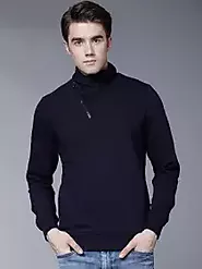 Buy HIGHLANDER Men Navy Blue Solid Sweatshirt - Sweatshirts for Men 7605357 | Myntra