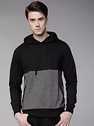 Buy HIGHLANDER Men Black & Grey Colourblocked Hooded Sweatshirt - Sweatshirts for Men 7525935 | Myntra