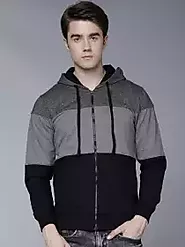 Buy HIGHLANDER Men Black & Grey Colourblocked Hooded Sweatshirt - Sweatshirts for Men 7628913 | Myntra