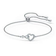 Swarovski Infinity Heart Bracelet - Rhodium Plated