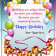 Write Name on Birthday Colorful Balloons Wishes Greetings Card