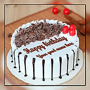 Write Name On Vanilla Happy Birthday Cake With Chocolate Flavor