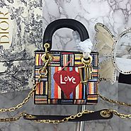 Mini Lady Dior Bag in Embroidered Calfskin Red Heart