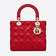 Lady Dior Lambskin Bag Red