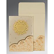 BEIGE MATTE FLORAL THEMED - SCREEN PRINTED WEDDING CARD : D-1183 - 123WeddingCards