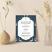 Blue Matte Peacock Themed Wedding Invitation: Indian Style