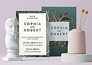 WHITE GREEN MATTE WEDDING INVITATION : ALFRESCO - 123WeddingCards