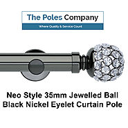 Neo Style 35mm Jewelled Ball Black Nickel Eyelet Curtain Pole