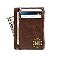 Personalized Front Pocket Leather Wallet - Circle | Swanky Badger