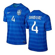 David Luiz #4 Brazil Nike Youth 2014 World Soccer Replica Away Jersey - Royal Blue / David Luiz - Brazil national