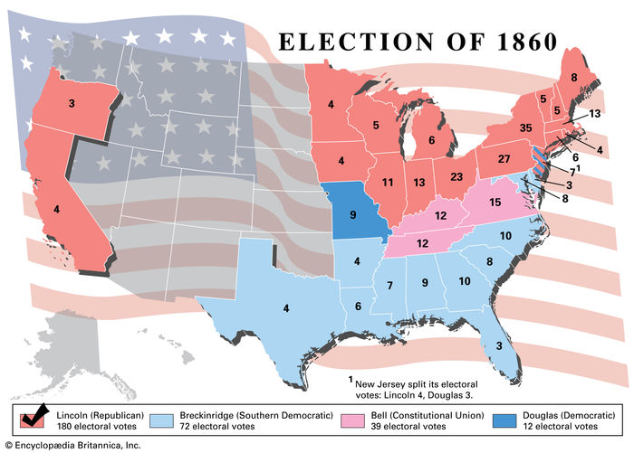 Why Did The South Seceded From The Union A Listly List   3975352 U S Presidential Election Of 1860 Candidates Results Britannica Com 600px 