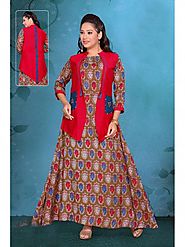 Buy Brown Color Chanderi Kurti For Women Online | Talash.com