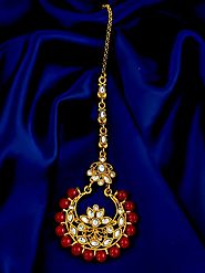 Exclusive design of kundan maang at best price by Anuradha Art Jewellery