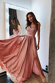 Pink V Neck Prom Dresses Under $200