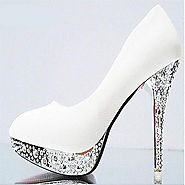 sequins Bridal wedding shoes ladies waterproof platform shallow mouth round head high heels crystal sandals