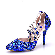 Women Blue Rhinestone Crystal Wedding Shoes Graduation Party Prom Nightclub Evening Bridal Sandals High Heel