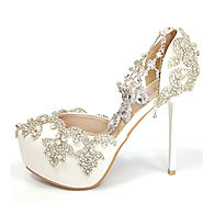 Women High heels Prom Wedding Crystal Platforms Silver Glitter Rhinestone Bridal Shoes