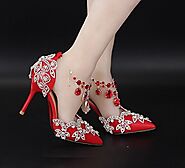 Red studded Wedding Shoes