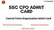 SSC CPO Admit Card 2019 Download Tier 1 Hall Ticket/Call Letter