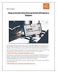Things to Consider When Choosing the Best SEM Agency in Singapore