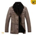 Mens Slim Fur Lined Leather Trench Coat CW819405 - CWMALLS.COM