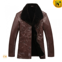 Mens Slim Fur Leather Trench Coat CW819416 - CWMALLS.COM