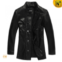 Mens Slim Fit Leather Trench Coat CW809036 - CWMALLS.COM