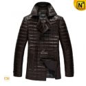 Mens Designer Leather Trench Coat CW880060 - CWMALLS.COM