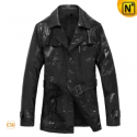 Black Leather Duster Trench Coat CW874118 - CWMALLS.COM
