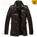 Mens Brown Leather Hunting Jacket CW833903 - CWMALLS.COM