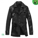 Mens Black Leather Trench Coat CW874118 - M.CWMALLS.COM