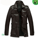 Mens Brown Leather Trench Coat CW833903 - M.CWMALLS.COM